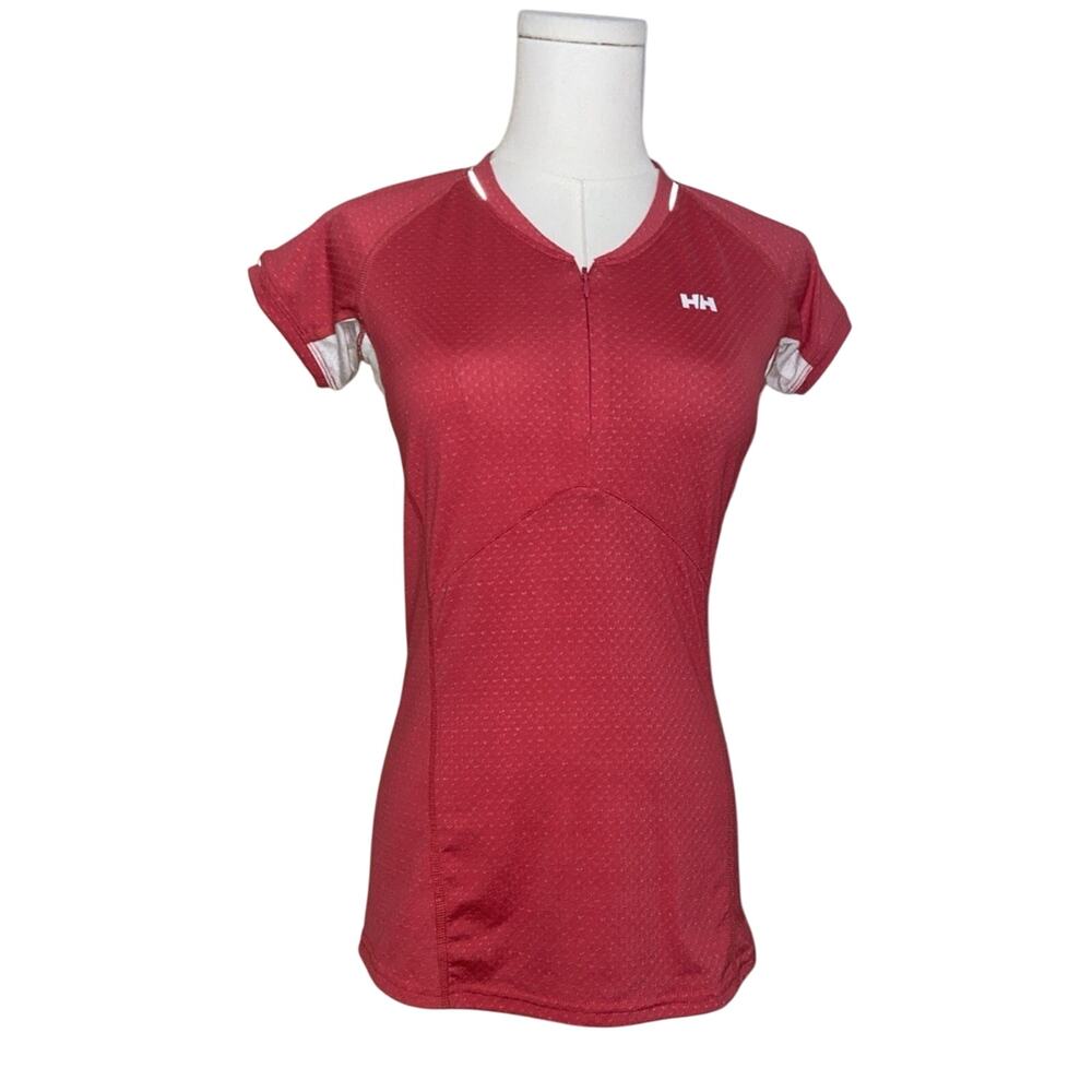 Helly Hansen Women’s Sz XS Pink White Jersey Shirt Quarter Zip Stretch